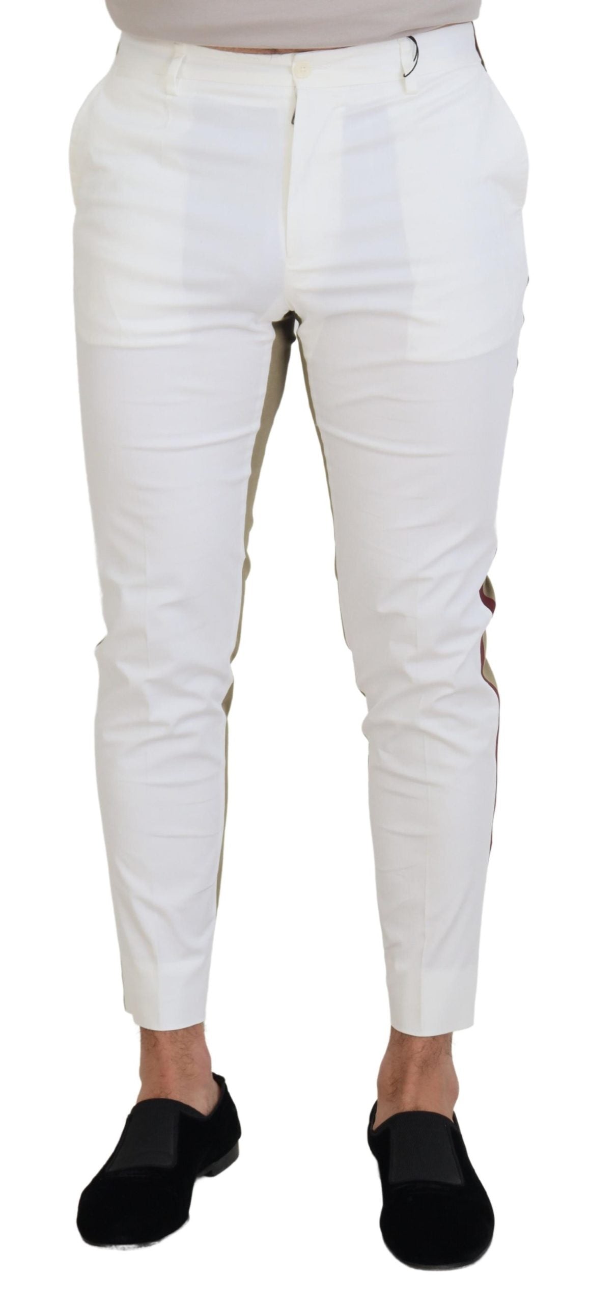 Two-Tone Slim Fit Chinos — White