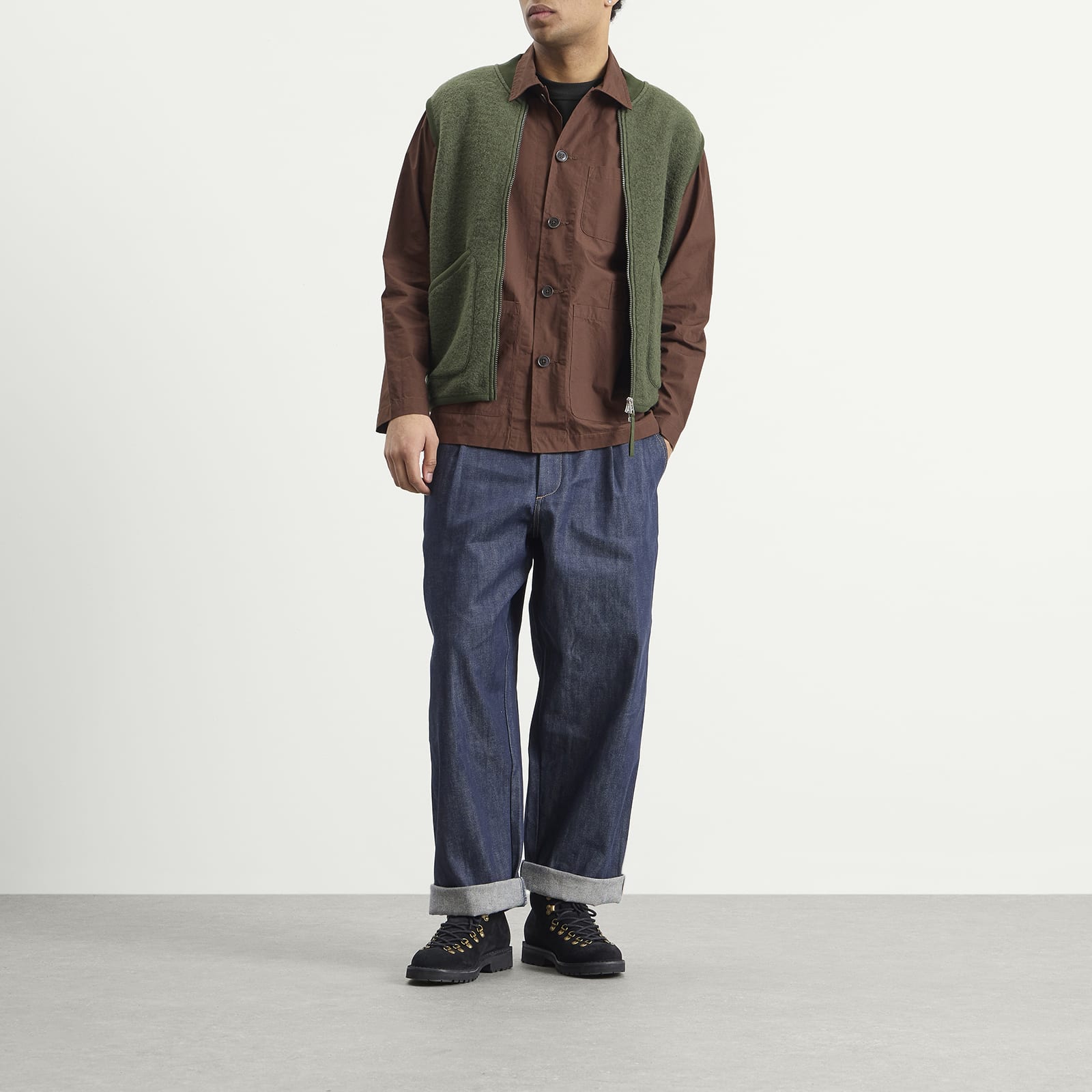 Men's Peached Poplin Bakers Overshirt in Brown