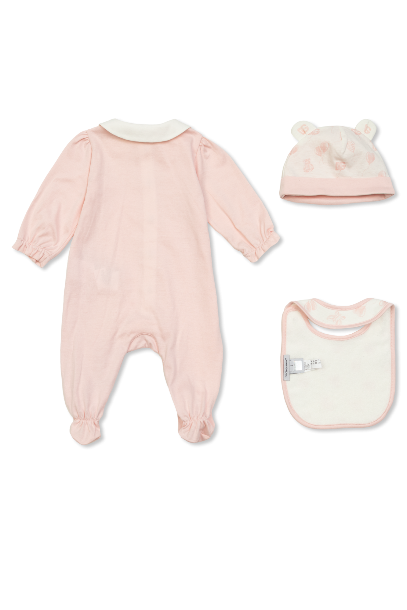Set: Hat, Bib And Bodysuit, Unisex, Pink