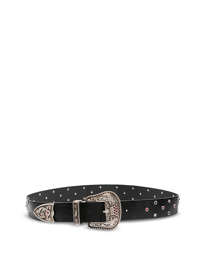 Leather belt with studs, 4 cm - XS