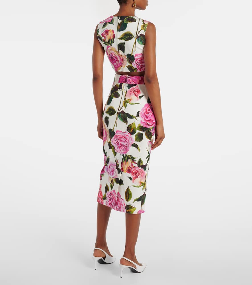 Floral cotton-blend crop top