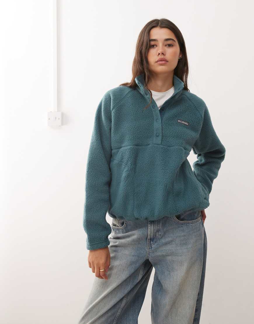 Jasper Ridge pebbled fleece half snap in blue