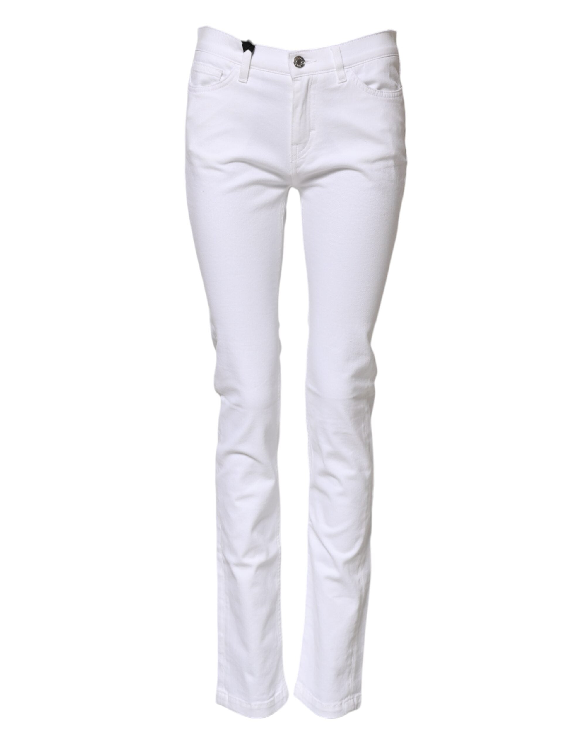 Mid-Waist Skinny Denim Jeans — White
