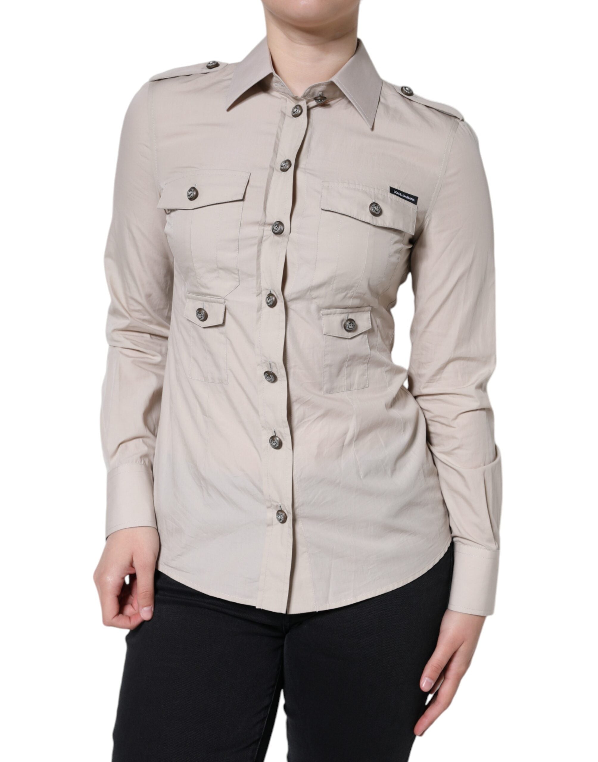 Cotton Collared Shirt — Beige
