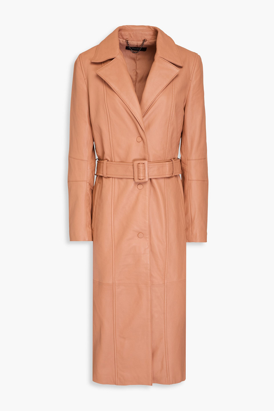 Muubaa - Belted leather coat - Orange - UK 8