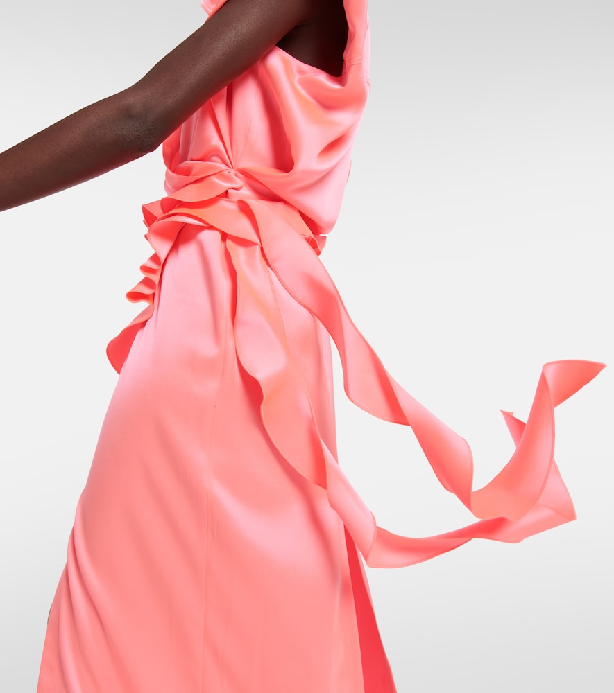 David Koma Ruffle satin wrap gown