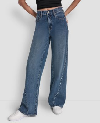 Womens High Rise Modern Wide Leg Jeans