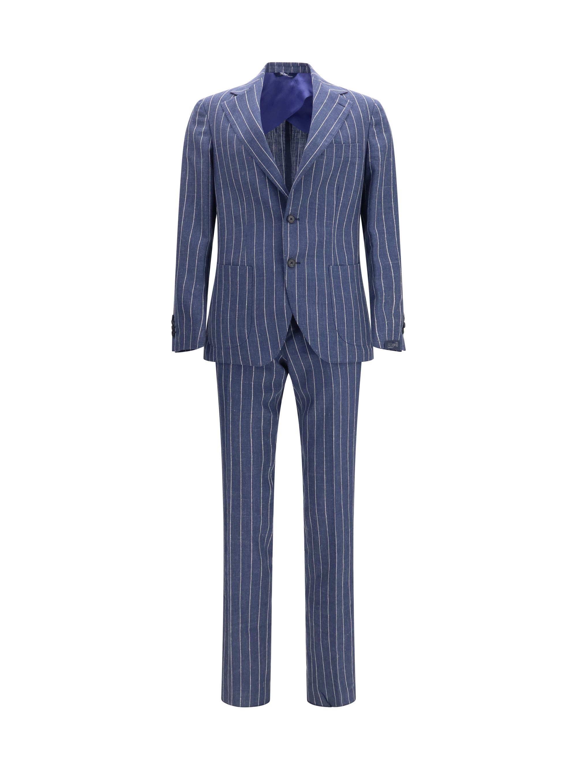 Pinstripe Pant Suit — Navy
