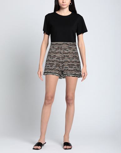 Pho Firenze Woman Shorts & Bermuda Shorts Black Size S Polyacrylic, Wool, Nylon, Polyester, Metallic fiber