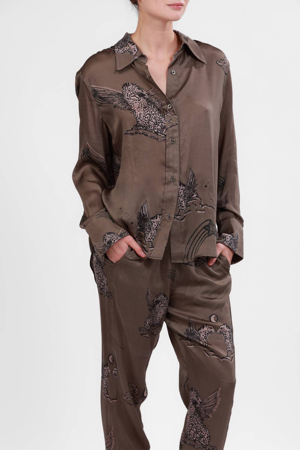 Astrology Button-Down Shirt In Olive Green