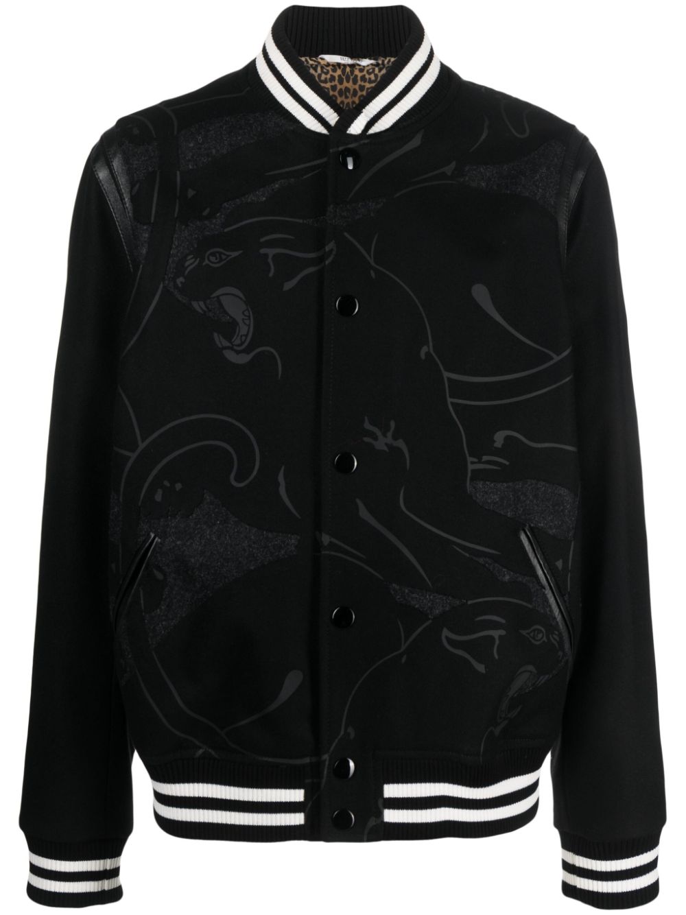Graphic-print wool bomber jacket - Black