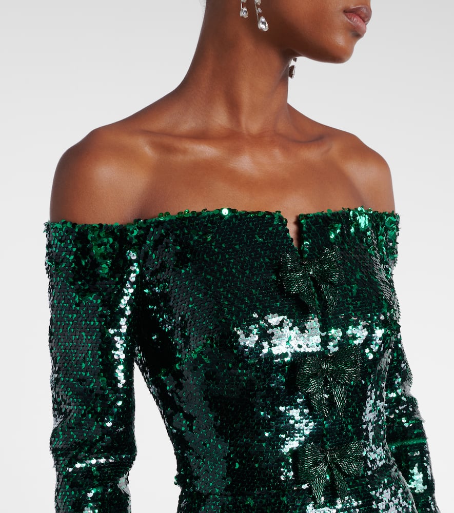 Sequined off-shoulder gown