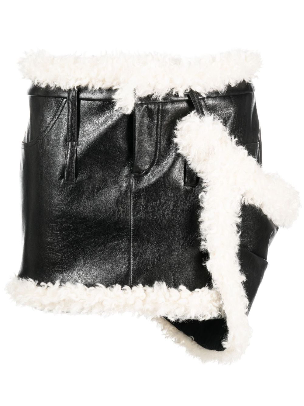 Shearling-trim miniskirt - Black