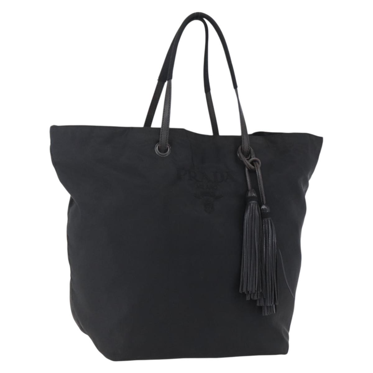 Prada Vintage Tote Nylon Black Nylon Tote Bag Bag Pre-Owned