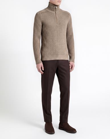 Man Turtleneck Taupe Size XL Merino Wool, Acrylic