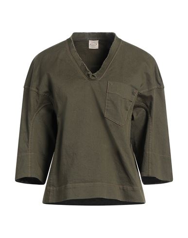 Tod's Woman Top Military green Size L Cotton, Elastane