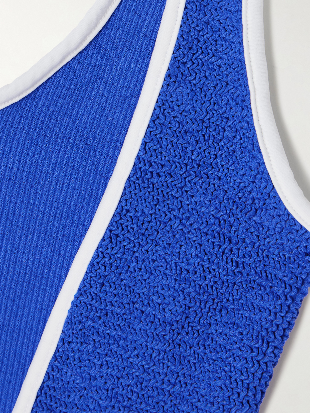 Faye Two-tone Seersucker Swimsuit - Royal blue
