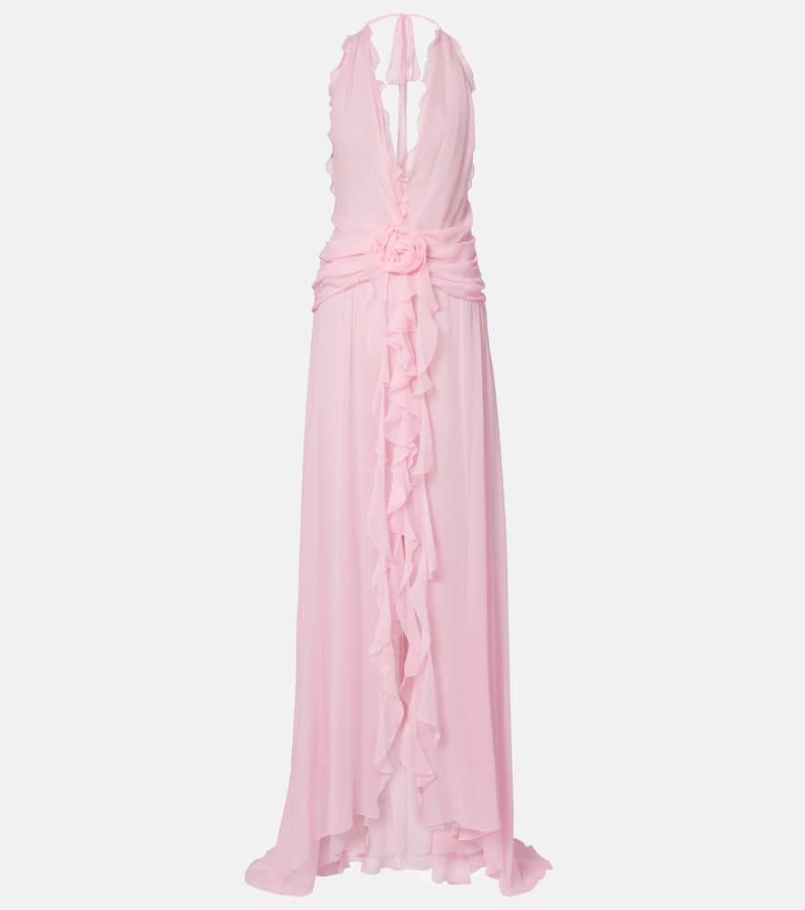 Ruffled silk georgette maxi dress