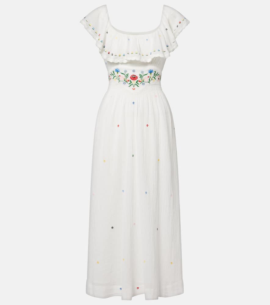 Ebony embroidered cotton midi dress