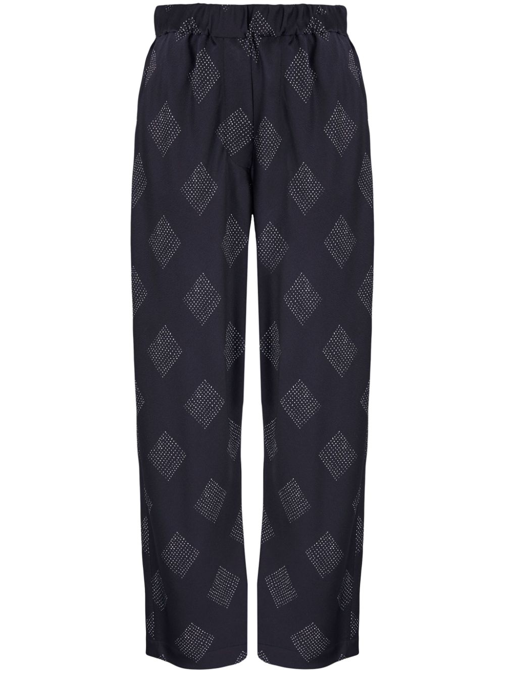 Diamond-print straight-leg trousers - Black