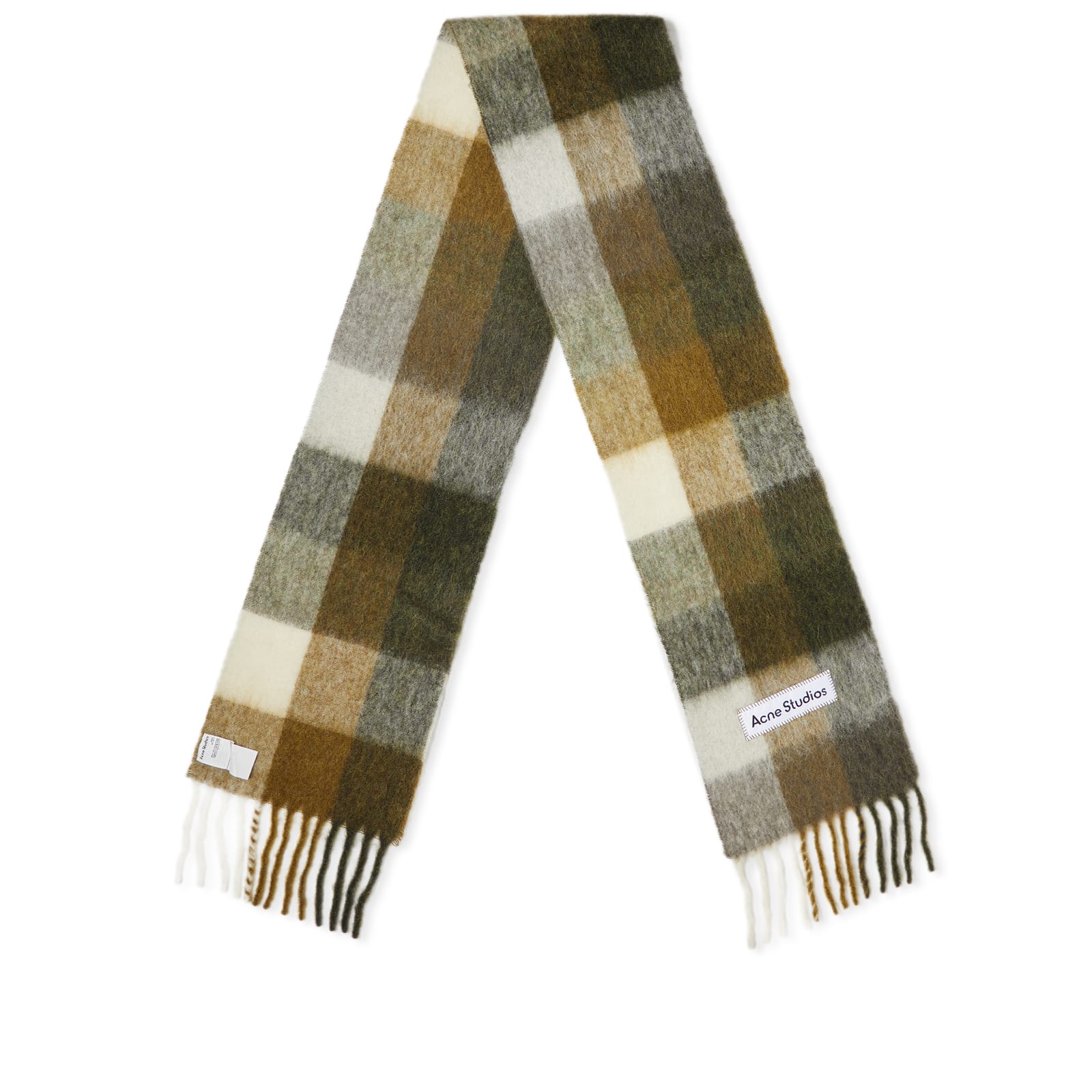 Women's Vally Checked Scarf in Taupe/Green/Black