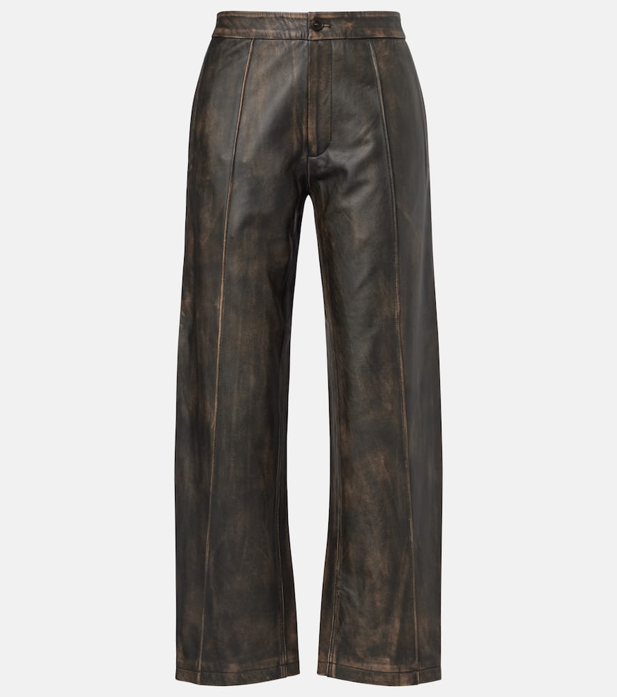 High-rise leather wide-leg pants