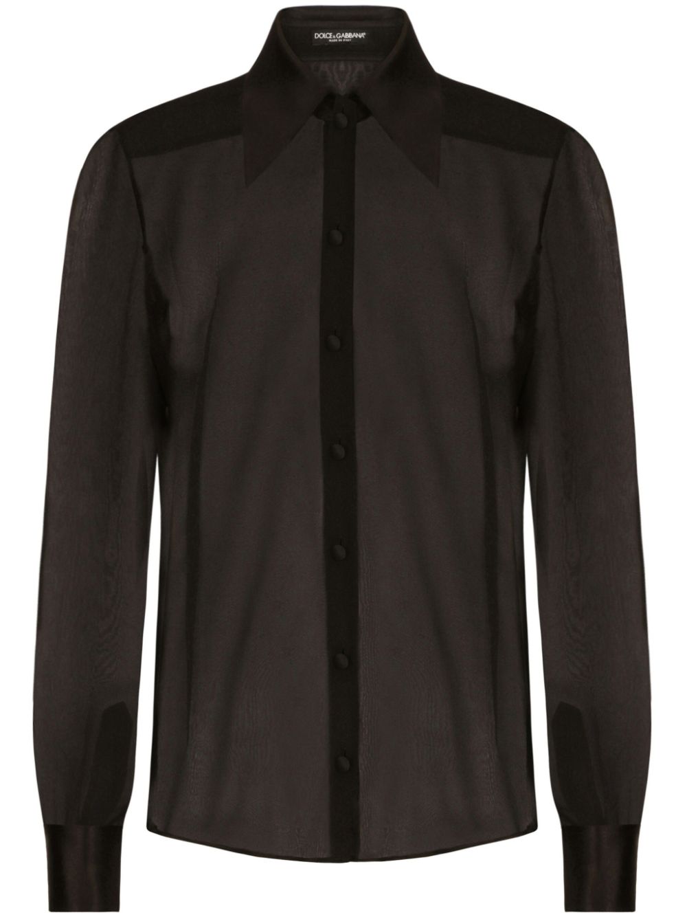 Semi-sheer mesh shirt - Black