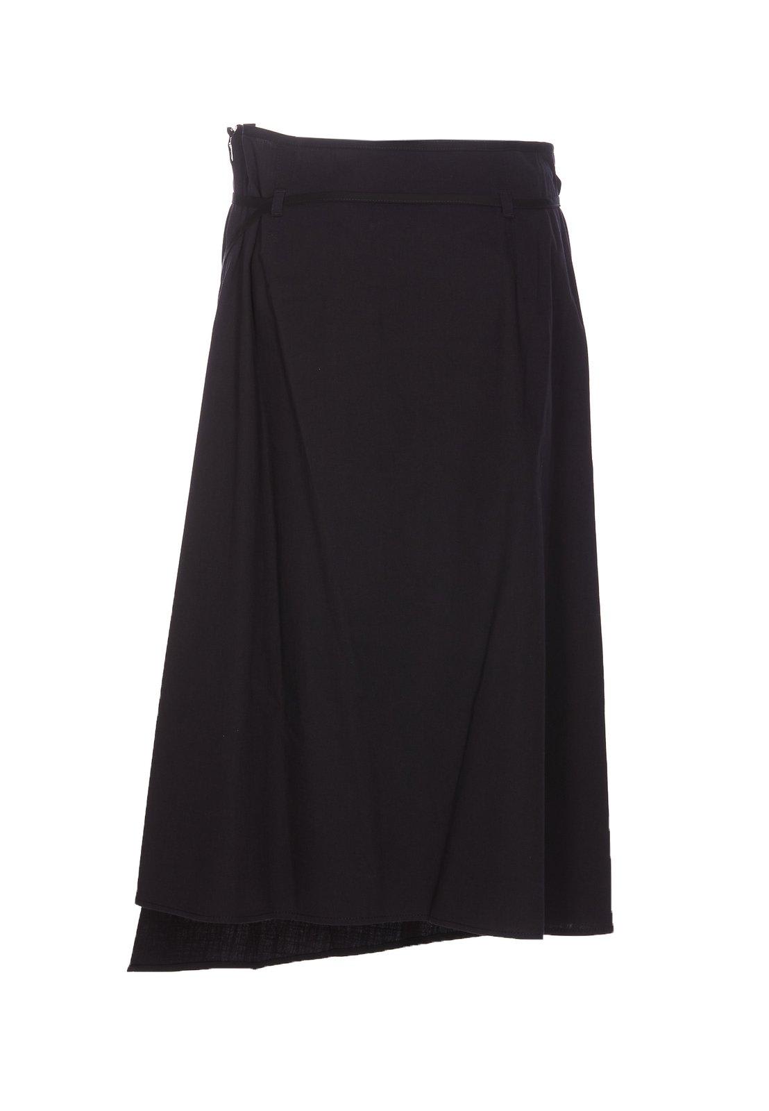 Wrapped Asymmetric Tied Midi Skirt