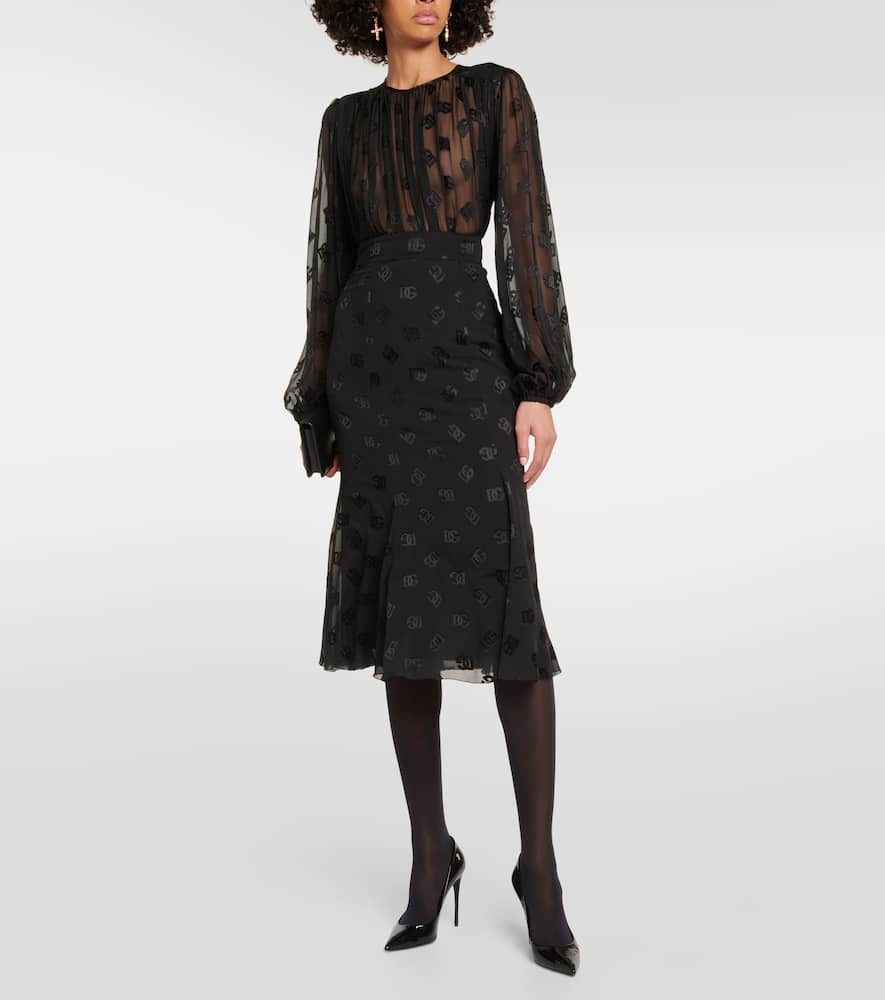 DG devoré satin midi skirt