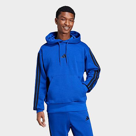 Men's Essentials 3-Stripes Fleece Pullover Hoodie in Royal Blue/Black