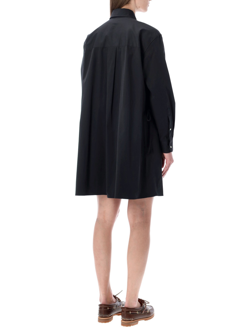 Black Logo Shirt Collar Mini Dress