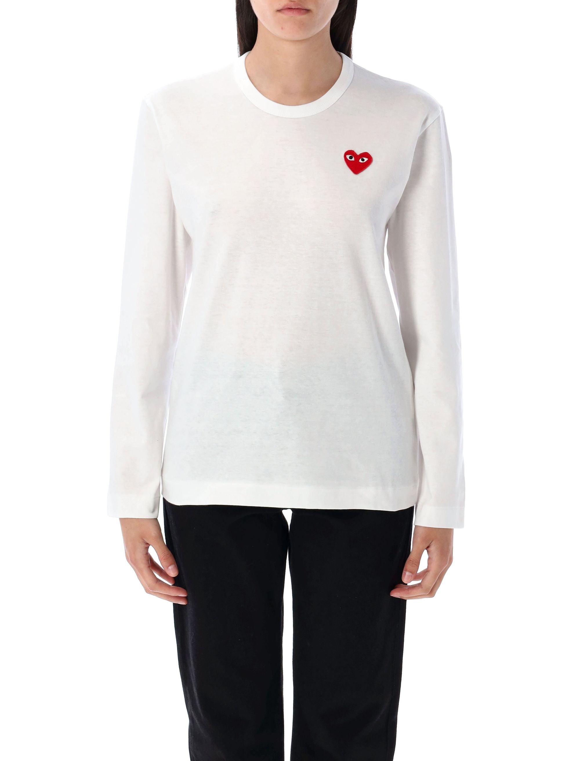 Long Sleeve Cotton T-Shirt with Heart Logo
