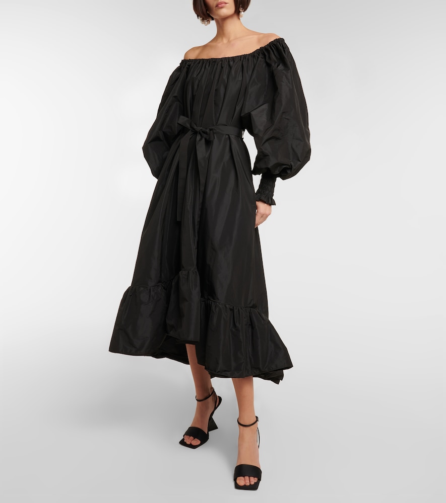 Off-shoulder faille maxi dress