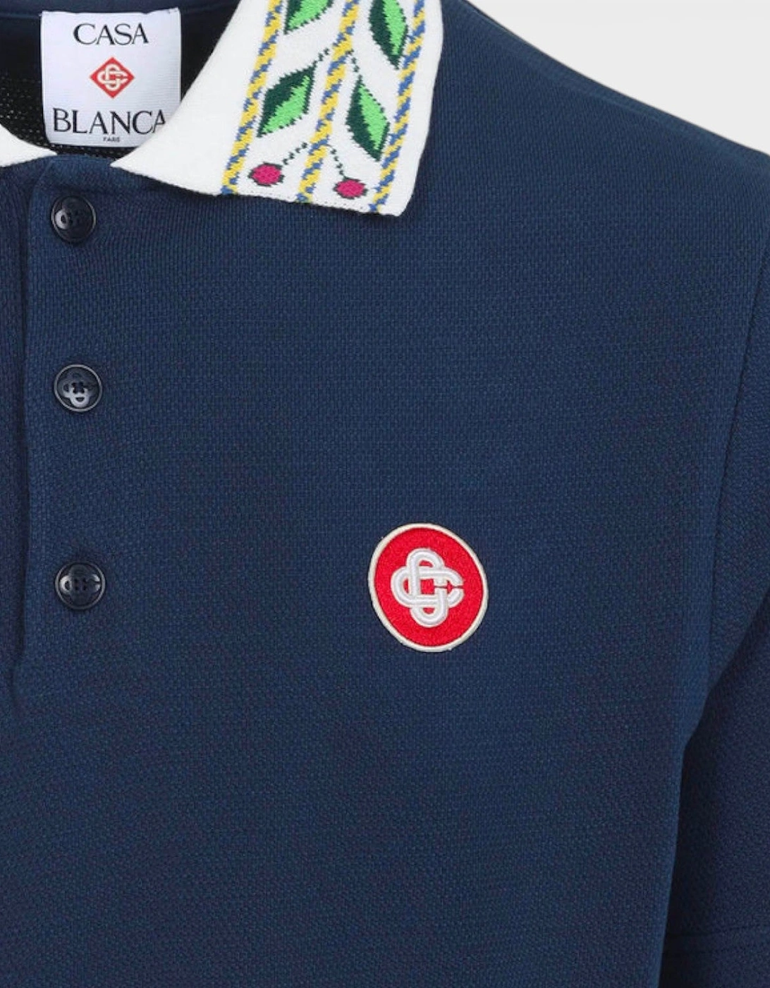 Casablanca Men's Classic Laurel Pique Polo Navy
