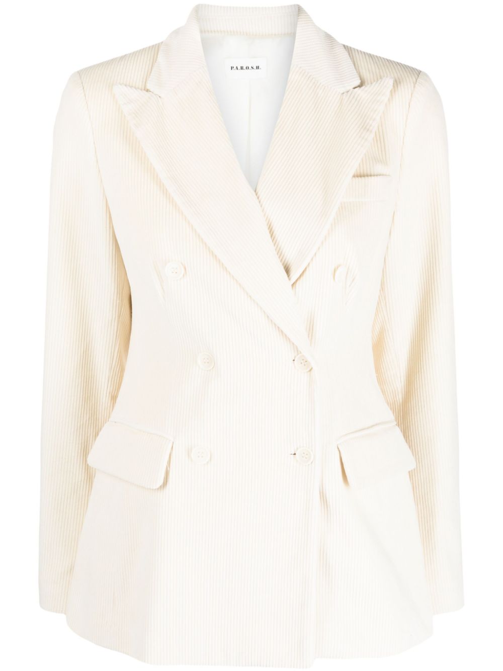 Double-breasted corduroy blazer - Neutrals
