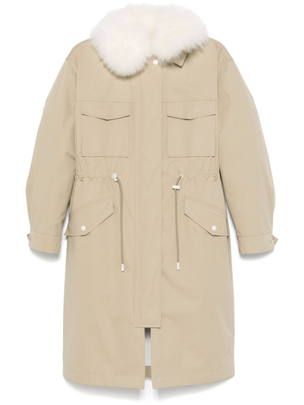 Fur-detailed parka - Neutrals