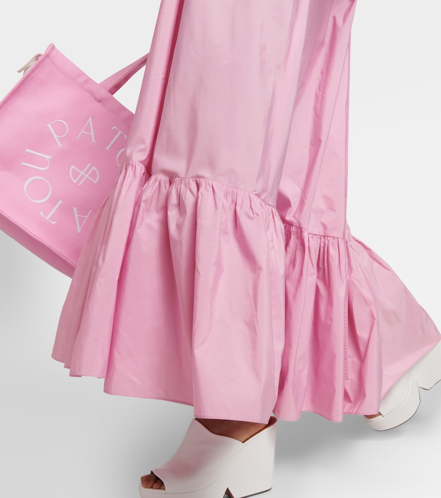 Off-shoulder faille maxi dress
