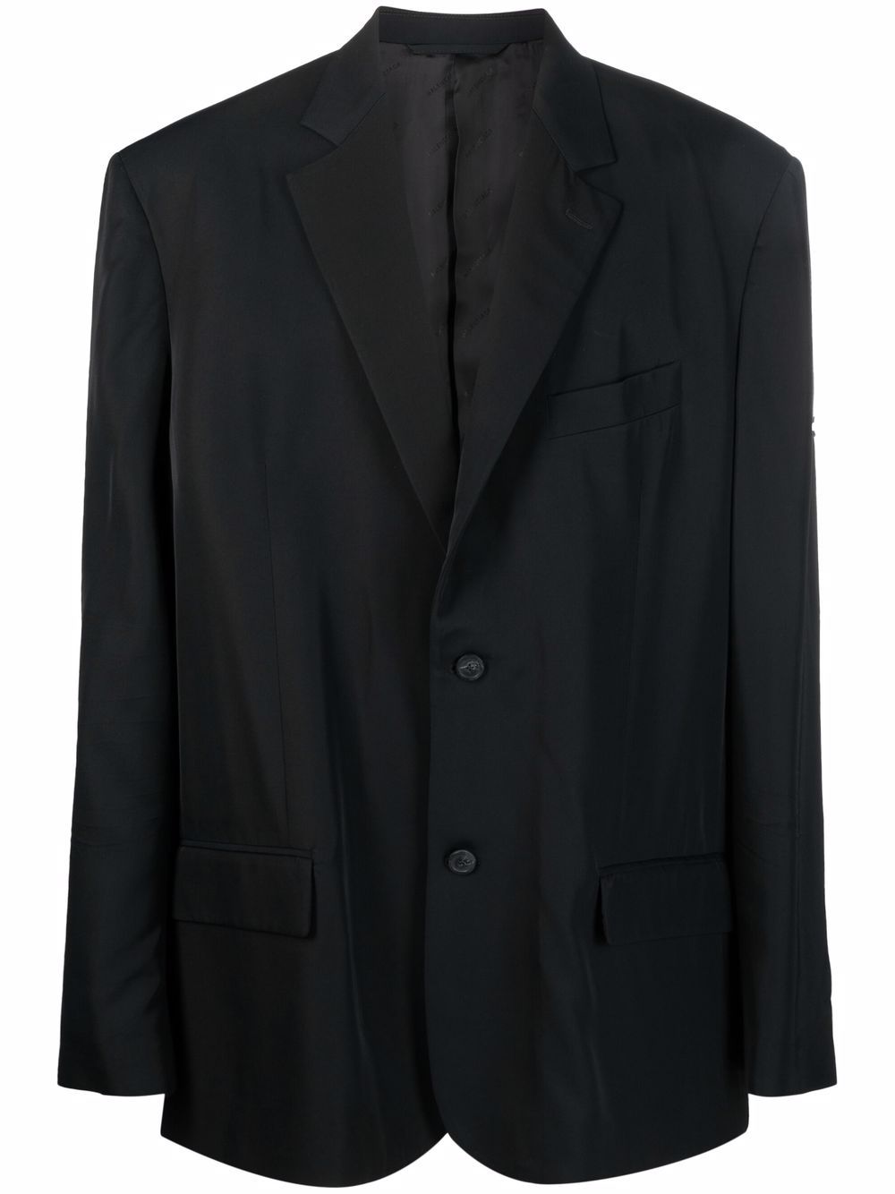 Logo-patch cotton blazer - Black