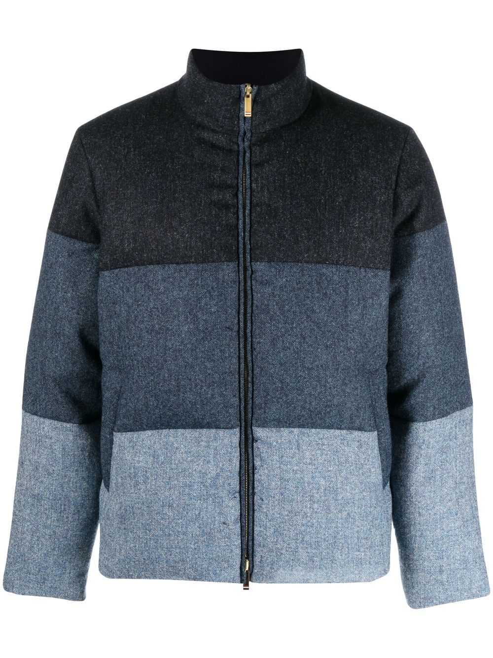 Colour-block panel padded jacket - Blue