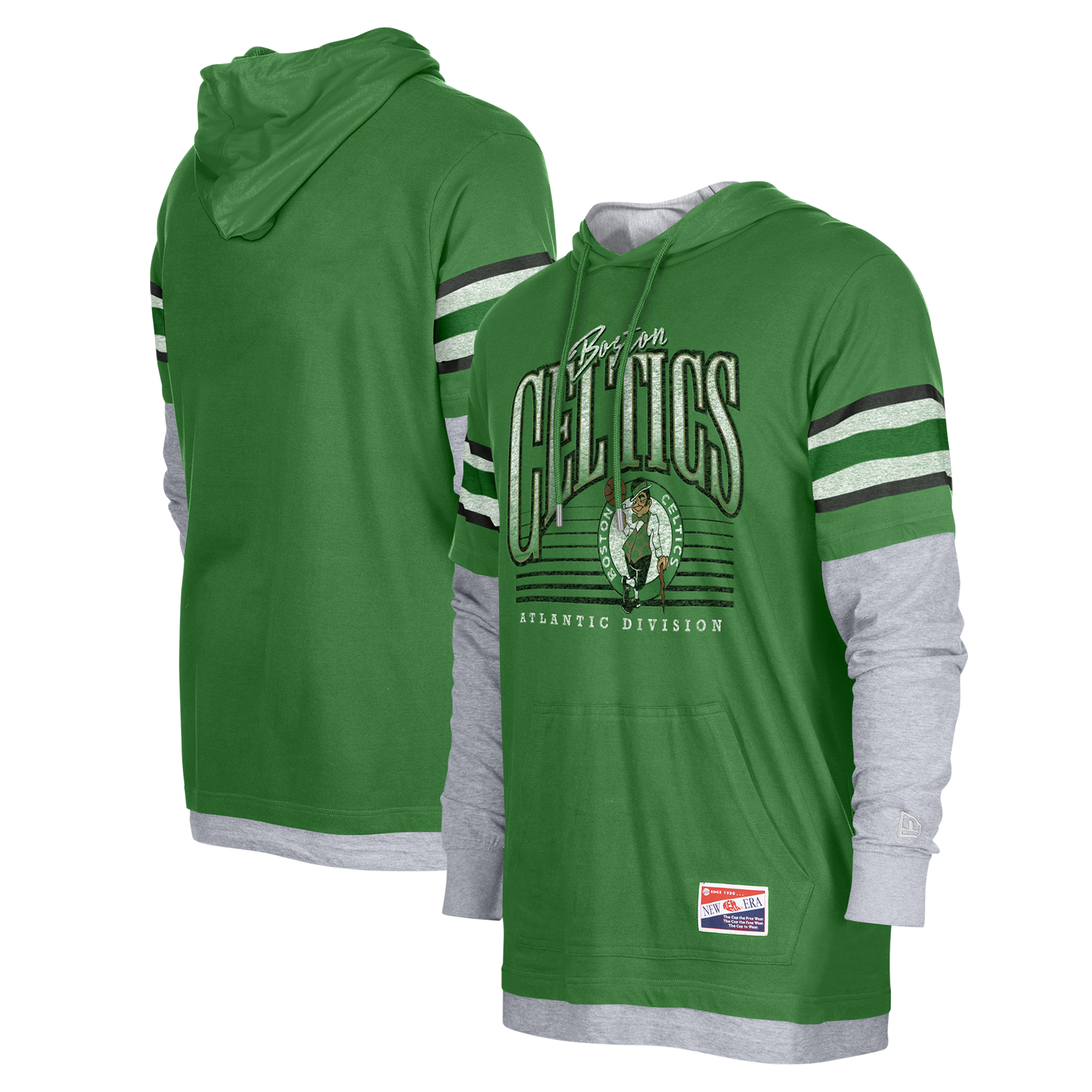 New Era Men s Kelly Green Boston Celtics Layered Long Sleeve Hoodie T Shirt Realry