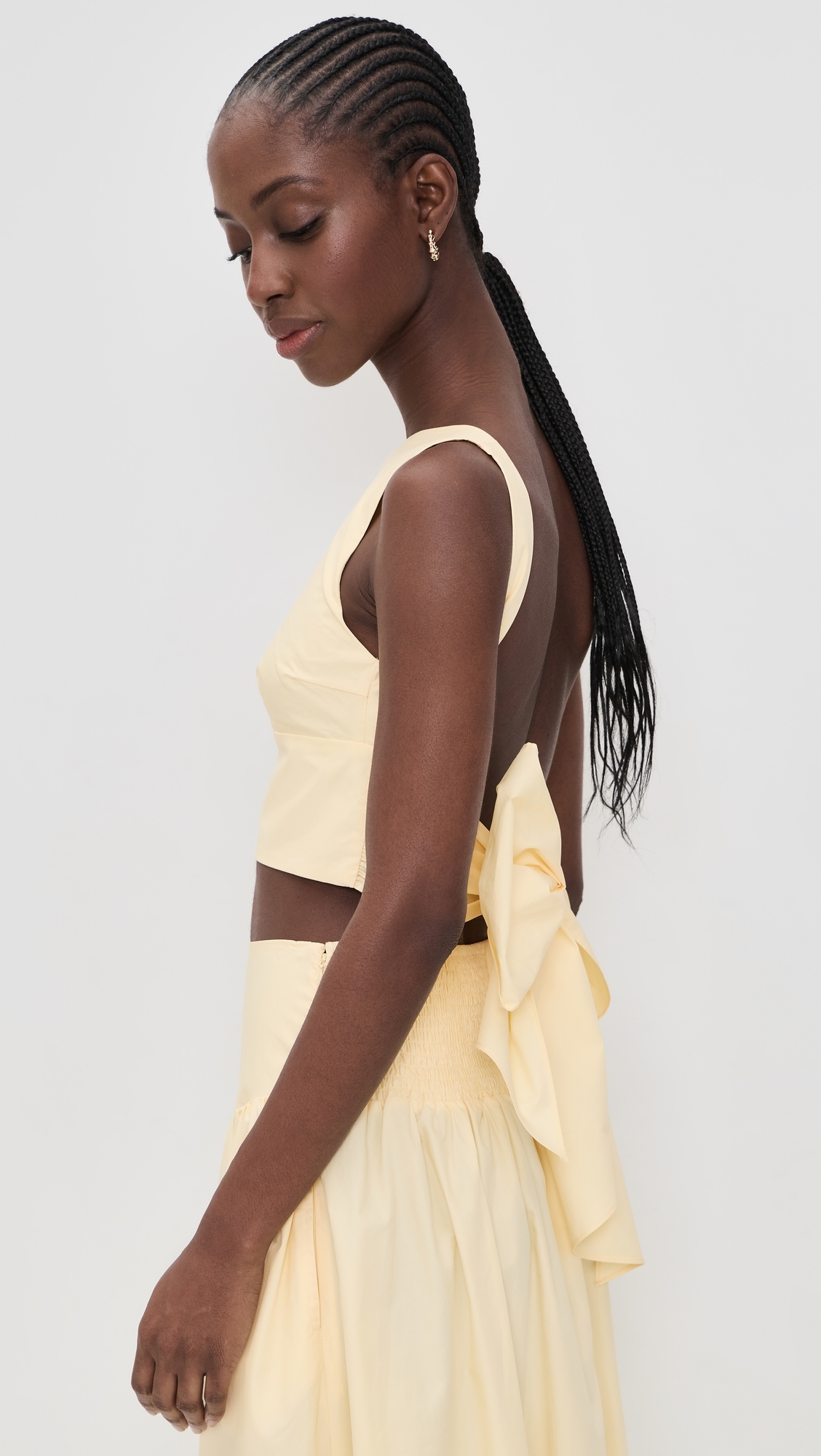Poplin Open Back Tie Tank Whip Cream