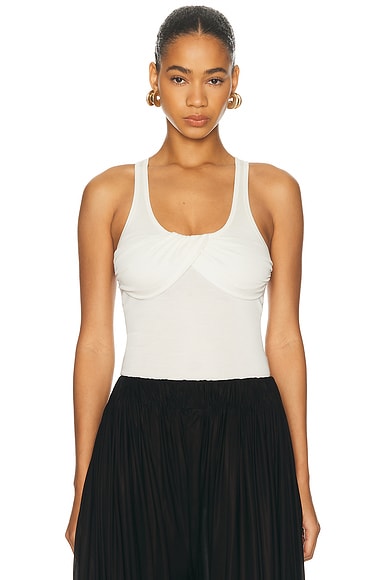 Burc Akyol Draped Silk Jersey Tank Top in Ecru - Cream. L also in