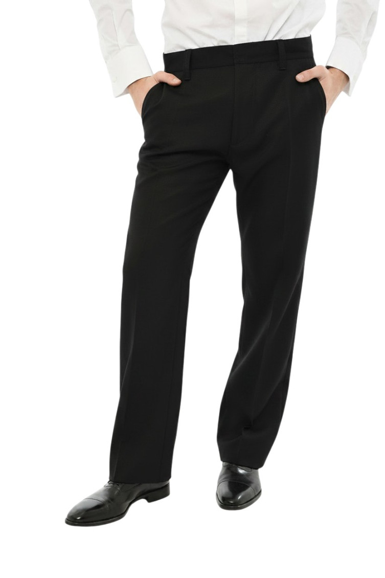 Black Straight Solid Pants