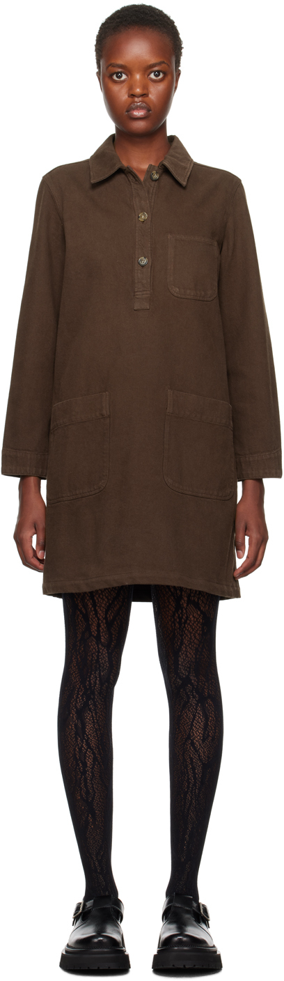 A.P.C. Brown Aurelia Denim Minidress