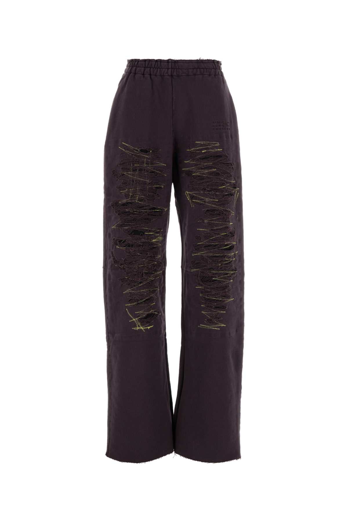 Distressed Cotton Joggers — Purple