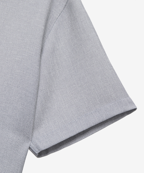Collar Point Pullover Gray Oversized Short Sleeve Shirt