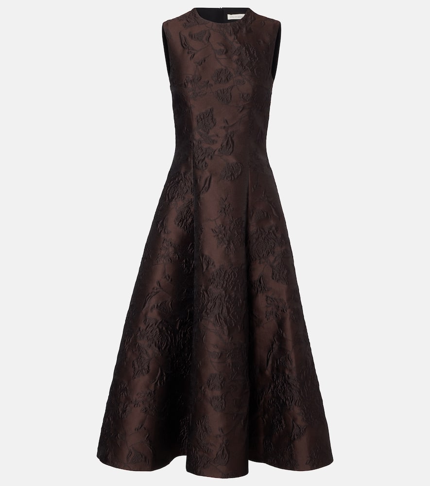 Flared embroidered midi dress