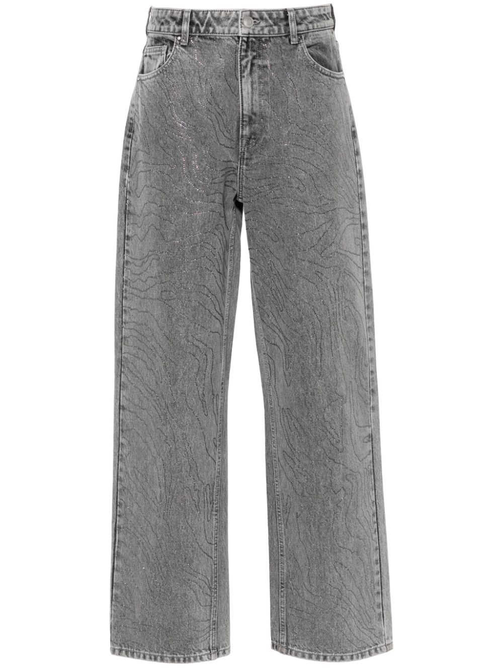 High-waisted wide-leg jeans - Grey