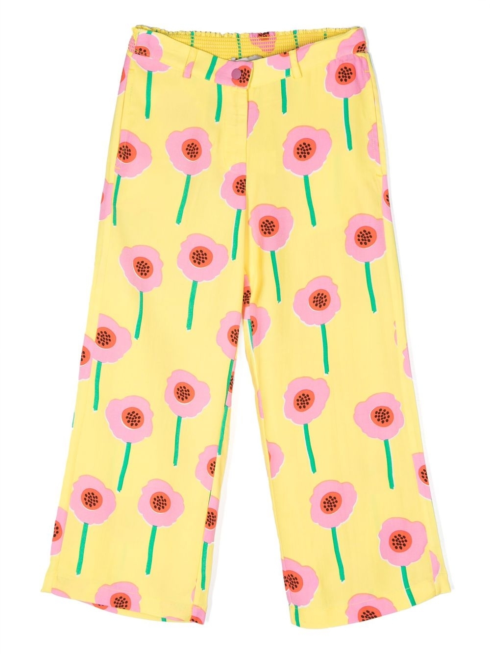 Floral-print wide-leg trousers - Yellow