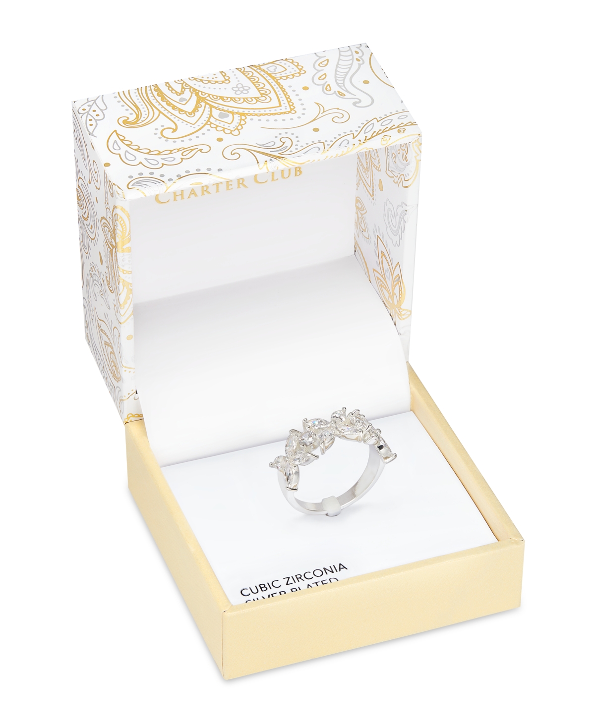 Silver-Tone Cubic Zirconia Flower Ring, Exclusively at Macy's - Silver